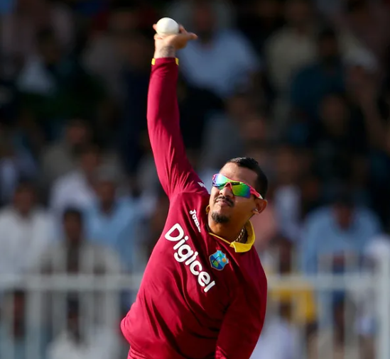 SUNIL NARINE THE WEST INDIAN CRICKETER FROM TRINIDAD RETIRED FROM INTERNATIONAL CRICKET